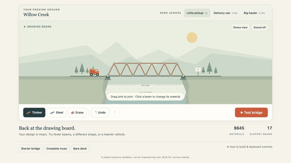 Good Bones: build a bridge and send vehicles across the creek